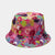 Unisex Casual Color Block Flower Wide Eaves Bucket Hat