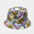 Unisex Casual Color Block Flower Wide Eaves Bucket Hat