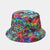 Unisex Casual Color Block Flower Wide Eaves Bucket Hat