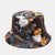 Unisex Casual Color Block Flower Wide Eaves Bucket Hat