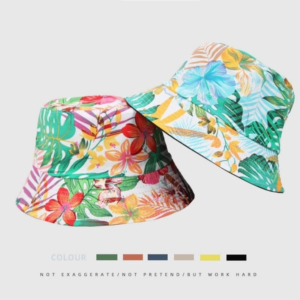 Unisex Casual Flower Printing Wide Eaves Bucket Hat