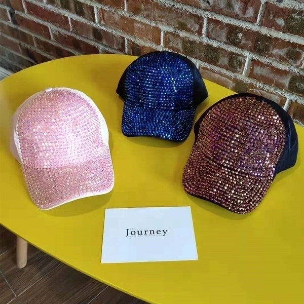 Unisex Casual Solid Color Rhinestone Crimping Baseball Cap