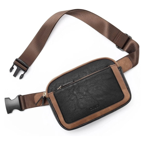 Unisex Classic Style Color Block Pu Leather Waterproof Waist Bags