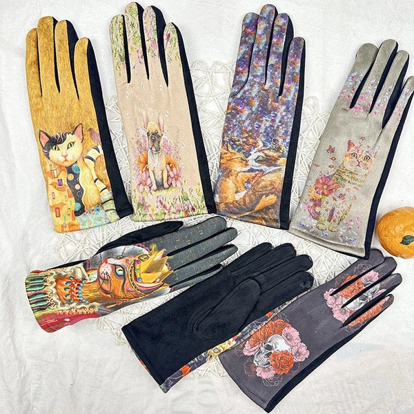 Unisex Classic Style Printing Animal Gloves