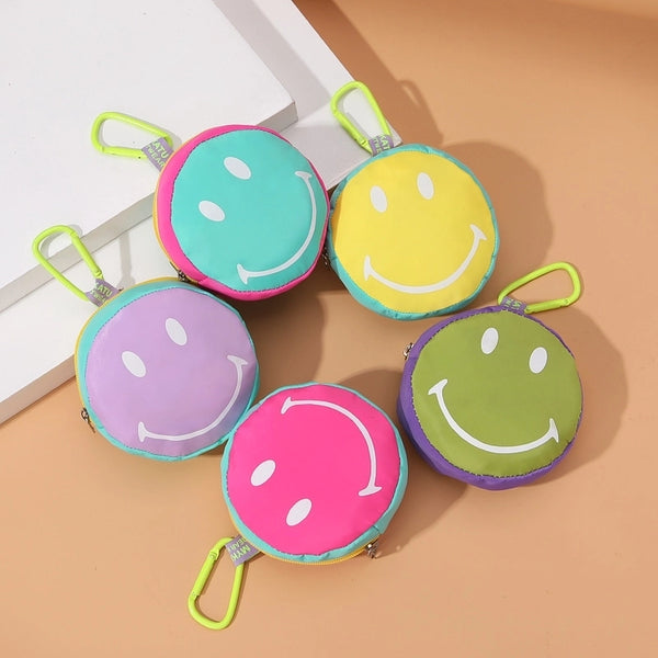 Unisex Color Block Smile Face Polyester Zipper Coin Purses