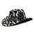 Unisex Cowboy Style Cow Pattern Crimping Fedora Hat