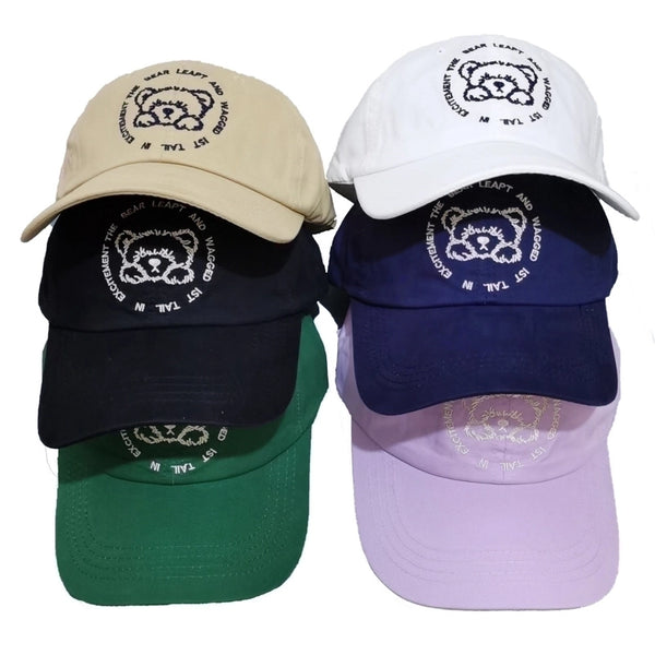 Unisex Cute Basic Letter Bear Embroidery Curved Eaves Baseball Cap