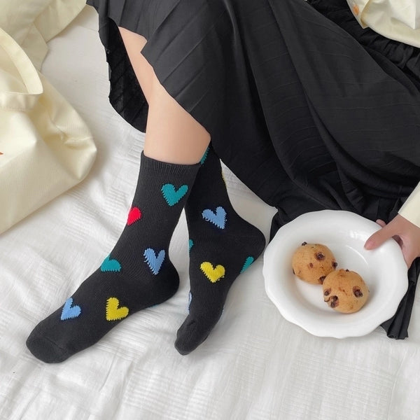 Unisex Cute Heart Shape Cotton Crew Socks A Pair