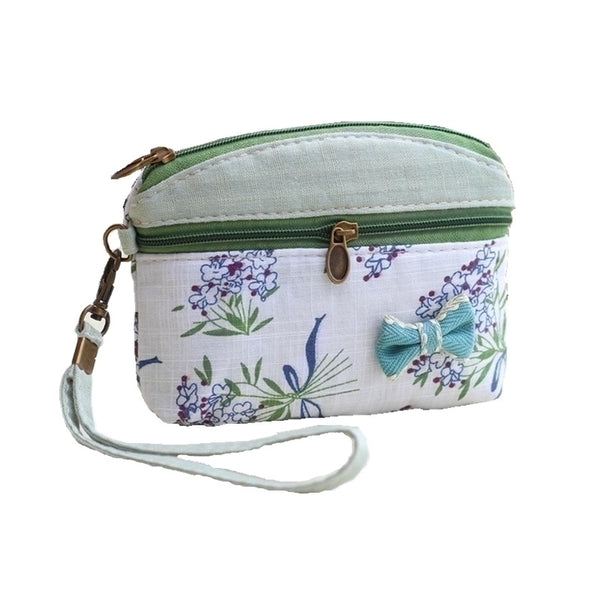 Unisex Flower Canvas Cotton Zipper Coin Purses