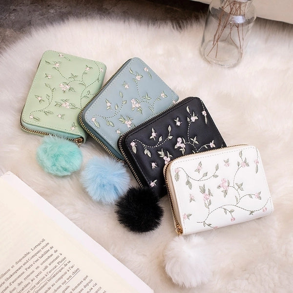 Unisex Flower PVC Zipper Wallets