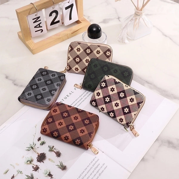 Unisex Flower Pu Leather Zipper Wallets