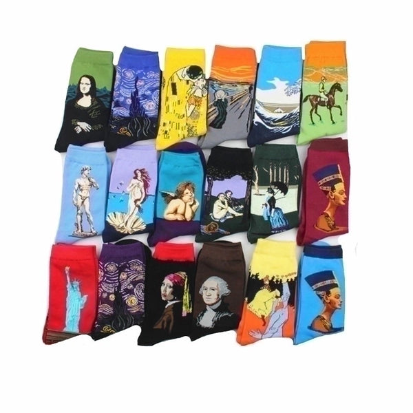 Unisex Funny Streetwear Color Block Cotton Spandex Crew Socks A Pair