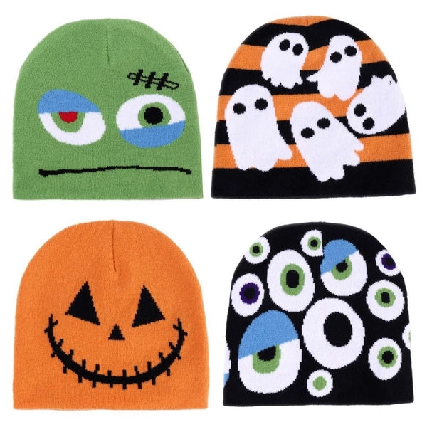 Unisex Hip-Hop Streetwear Skull Eaveless Wool Cap