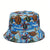 Unisex Hip-hop Rock Letter Mushroom Shark Printing Flat Eaves Bucket Hat