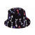 Unisex Hip-hop Rock Letter Mushroom Shark Printing Flat Eaves Bucket Hat