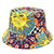 Unisex Hip-hop Rock Letter Mushroom Shark Printing Flat Eaves Bucket Hat