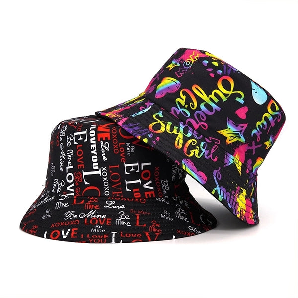 Unisex Ig Style Minimalist Letter Number Heart Shape Wide Eaves Bucket Hat