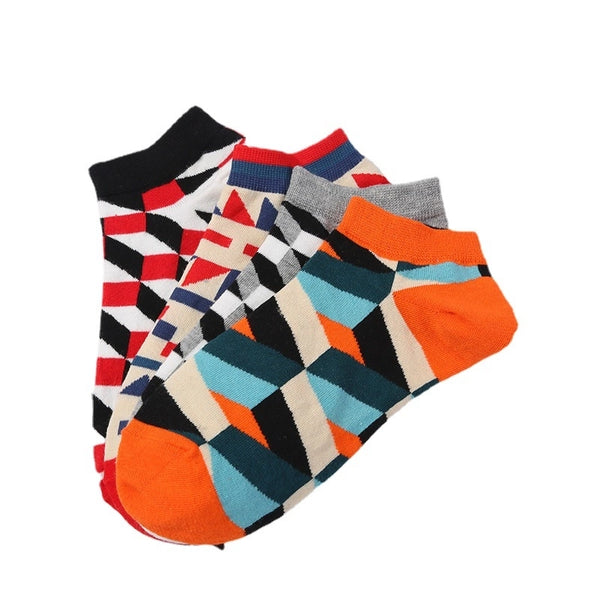 Unisex Modern Style Classic Style Geometric Color Block Cotton Crew Socks 10 Pairs Per Pack