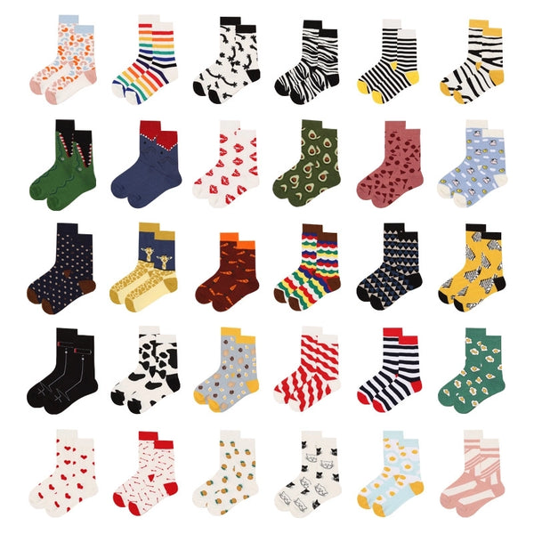 Unisex Modern Style Classic Style Printing Stripe Leopard Cotton Crew Socks A Pair