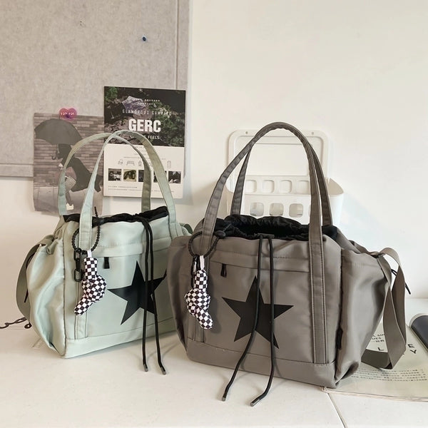 Unisex Preppy Style Classic Style Star Solid Color Nylon Travel Bags