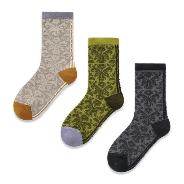 Unisex Retro Geometric Cotton Crew Socks A Pair