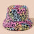 Unisex Retro Rainbow Leopard Wide Eaves Bucket Hat