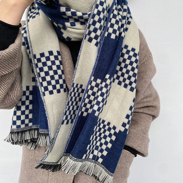 Unisex Minimalist Classic Style Plaid Imitation Cashmere Scarf