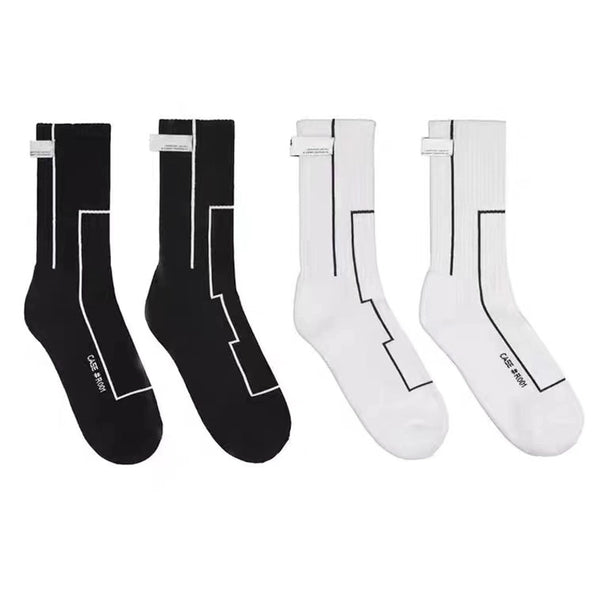 Unisex Minimalist Geometric Cotton Crew Socks A Pair