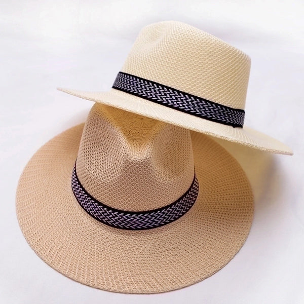 Unisex Minimalist Stripe Wide Eaves Sun Hat