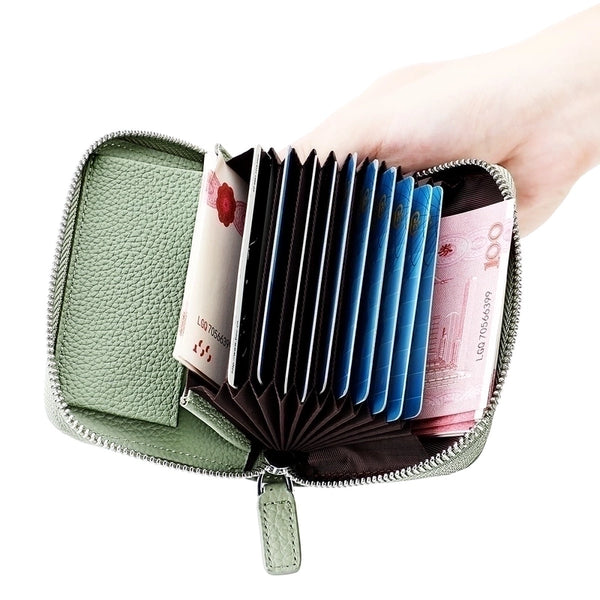 Unisex Solid Color Leather Zipper Wallets