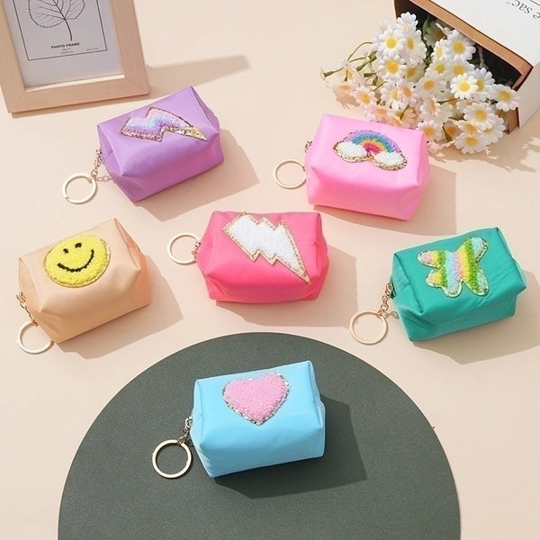 Unisex Solid Color Polyester Zipper Coin Purses