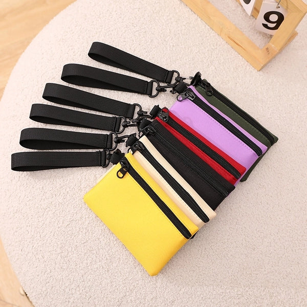 Unisex Solid Color Polyester Zipper Wallets