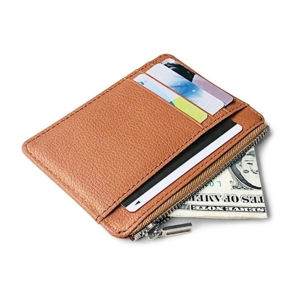 Unisex Solid Color Pu Leather Brown Black Zipper Wallets