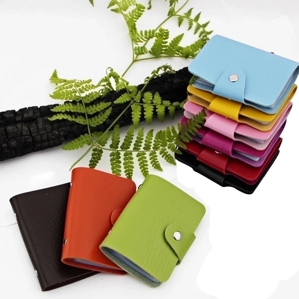 Unisex Solid Color Pu Leather Buckle Card Holders