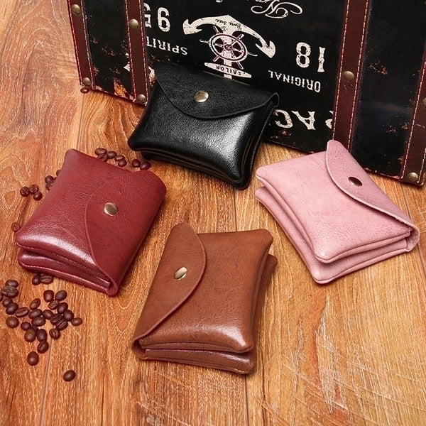 Unisex Solid Color Pu Leather Flip Cover Coin Purses