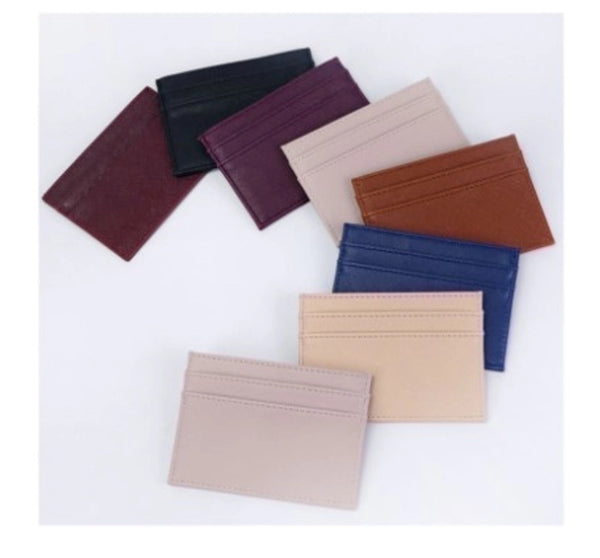 Unisex Solid Color Pu Leather Open Card Holders