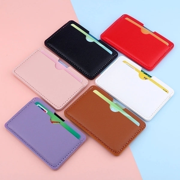 Unisex Solid Color Pu Leather Open Card Holders