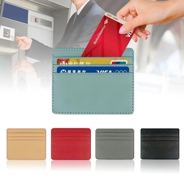 Unisex Solid Color Pu Leather Open Card Holders