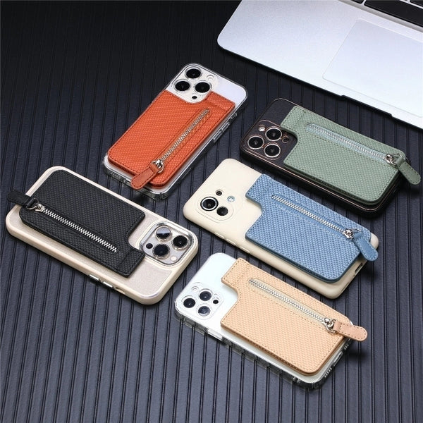 Unisex Solid Color Pu Leather Zipper Card Holders