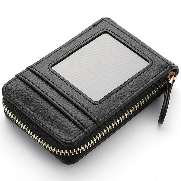 Unisex Solid Color Pu Leather Zipper Card Holders