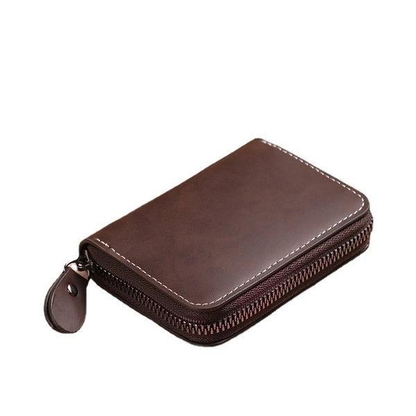 Unisex Solid Color Pu Leather Zipper Card Holders