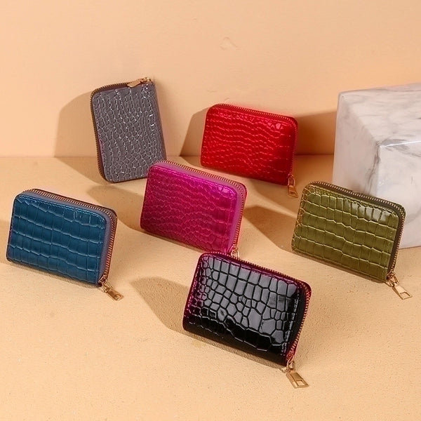 Unisex Solid Color Pu Leather Zipper Coin Purses