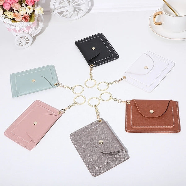 Unisex Solid Color Pu Leather Zipper Coin Purses