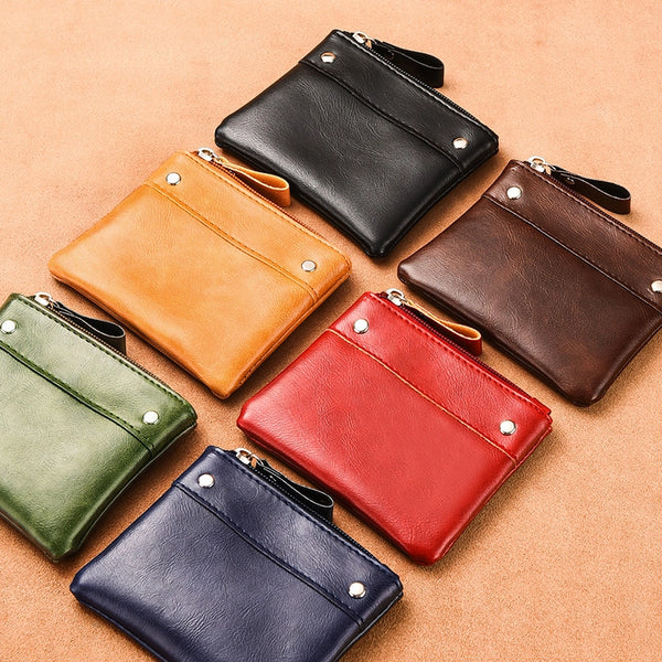 Unisex Solid Color Pu Leather Zipper Wallets