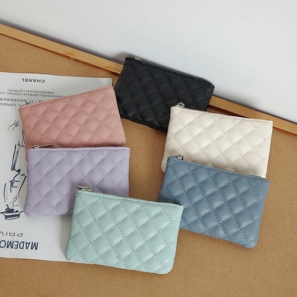 Unisex Solid Color Pu Leather Zipper Wallets