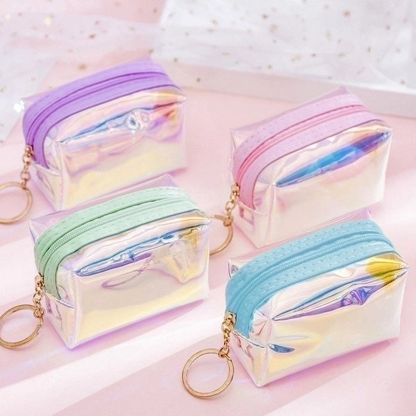 Unisex Solid Color Pvc Zipper Kids Wallets