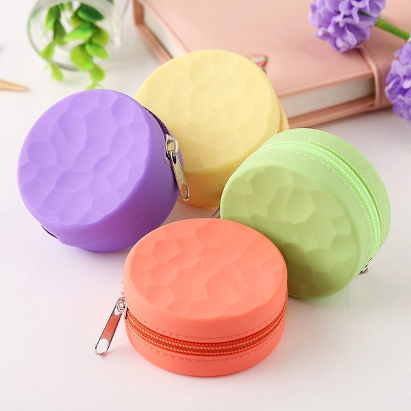 Unisex Solid Color Silica Gel Zipper Coin Purses