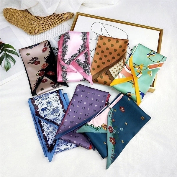 Unisex Sweet Polka Dots Polyester Printing Silk Scarves