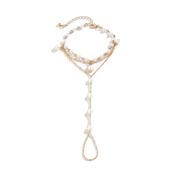 Vacation Beach Minimalist Geometric Imitation Pearl Copper Tassel Bracelets