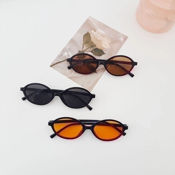 Vacation Solid Color Pc Resin Oval Frame Full Frame Women's Sunglasses